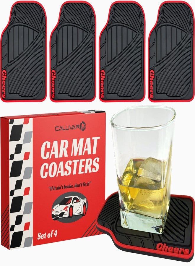 CALUVAR Cheers Mat Car Coasters Red Style 6x4in Cheers Sign for Bar Accessories and Tiki Decorations Outdoor Coasters Tiki Bar Sign and Coffee Decor Silicone Coaster for Drinks Mechanic Gifts for Car Guys - Image 1